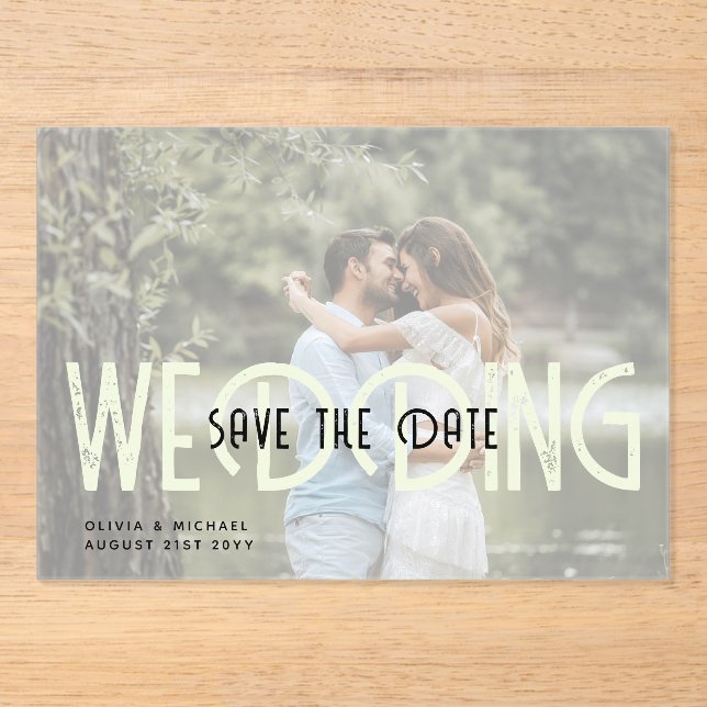 BUDGET Acrylic Wedding Save the Date Opaque Photo (Front)