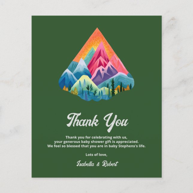 Budget Adventure Awaits Baby Shower Thank You (Front)