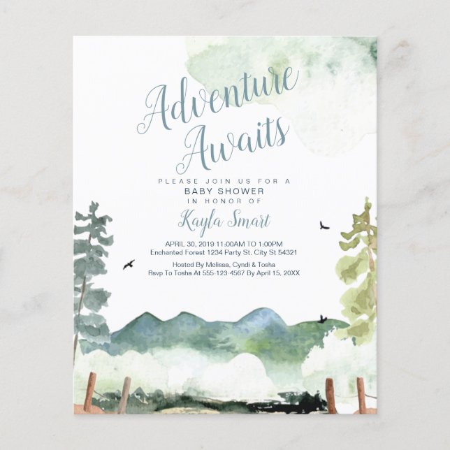 Budget Adventure Awaits Invitations (Front)