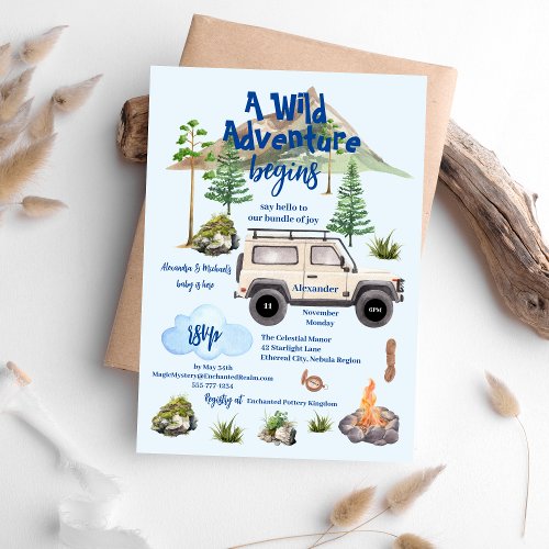 Budget Adventure Baby Shower Watercolor Camper