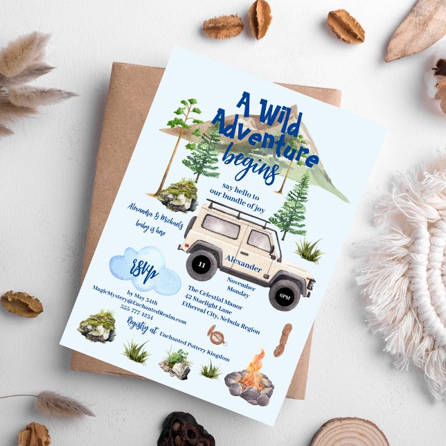 Budget Adventure Baby Shower Watercolor Camper Flyer (Creator Uploaded)