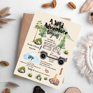 Budget Adventure Baby Shower Watercolor Camper Flyer