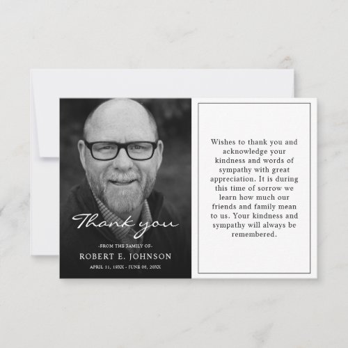 Budget Affordable Simple Sympathy Funeral Photo Thank You Card