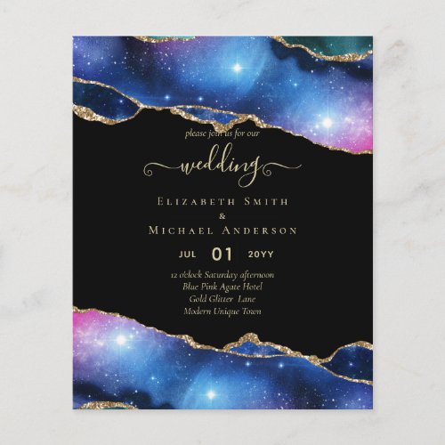 BUDGET AGATE Blue Purple Pink Gold Wedding INVITE Flyer