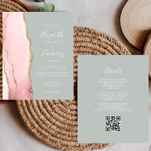 Budget Agate Blush Sage Green QR Code Wedding