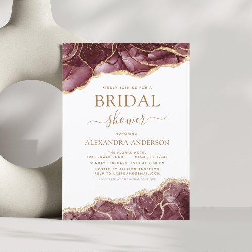 Budget Agate Burgundy Bridal Shower Gold