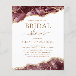 Budget Agate Burgundy Bridal Shower Gold Flyer