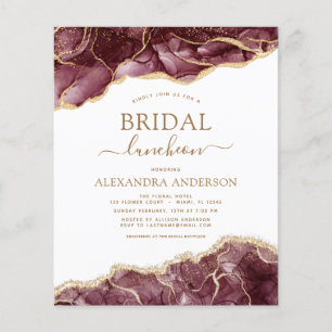 Budget Agate Burgundy Bridal Shower Luncheon Gold Flyer