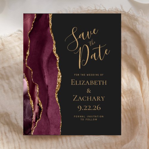 Budget Agate Burgundy Gold Dark Save the Date