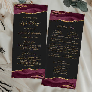 Budget Agate Burgundy Gold Dark Wedding Program