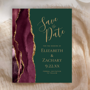 Budget Agate Burgundy Gold Green Save the Date