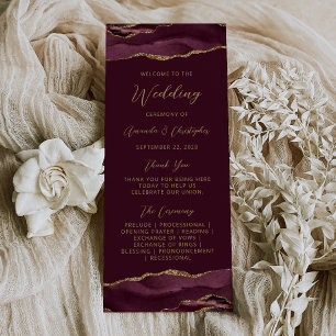 Budget Agate Burgundy Gold Wedding Program