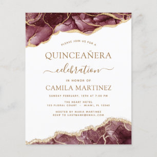 Budget Agate Burgundy Quinceañera Gold 15th Flyer