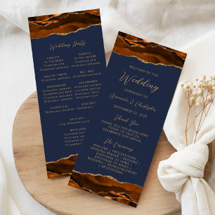 Budget Agate Burnt Orange Navy Wedding Program