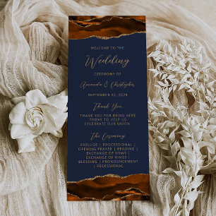 Budget Agate Burnt Orange Navy Wedding Program