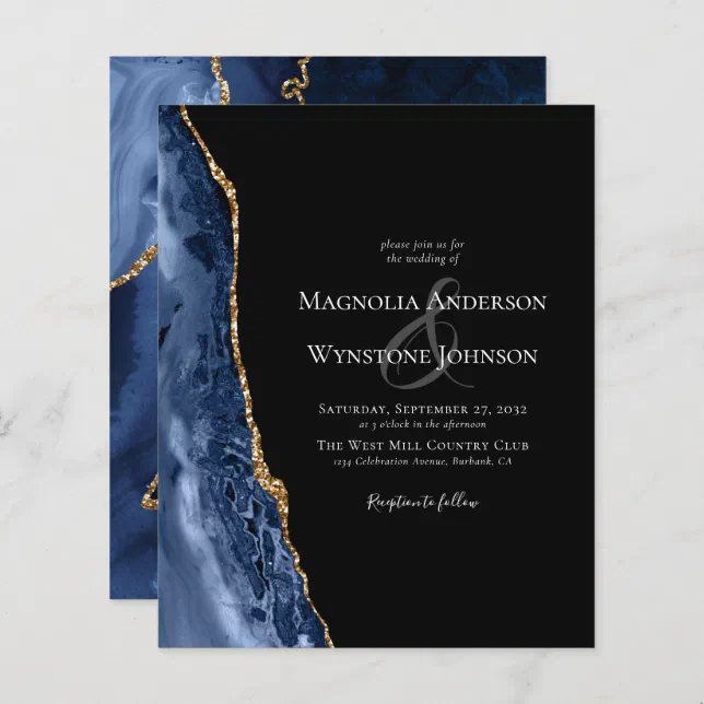 BUDGET Agate Chic Modern Wedding Invitation | Zazzle