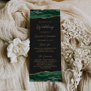 Budget Agate Emerald Green Dark Wedding Program