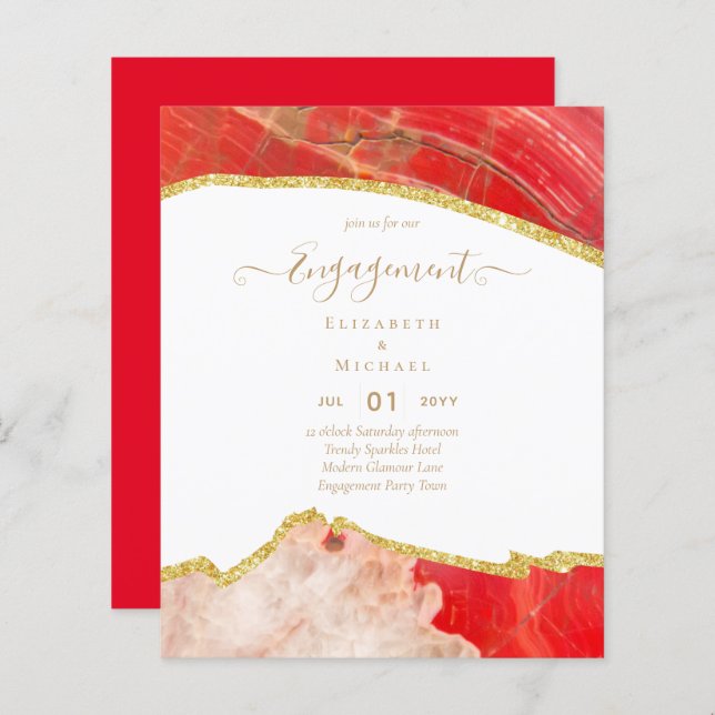 BUDGET Agate Gold Engagement Party Modern (Front/Back)