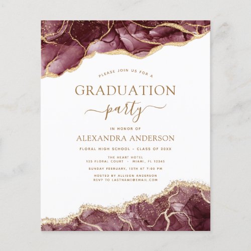 Budget Agate Graduation 2022 Burgundy Gold Flyer