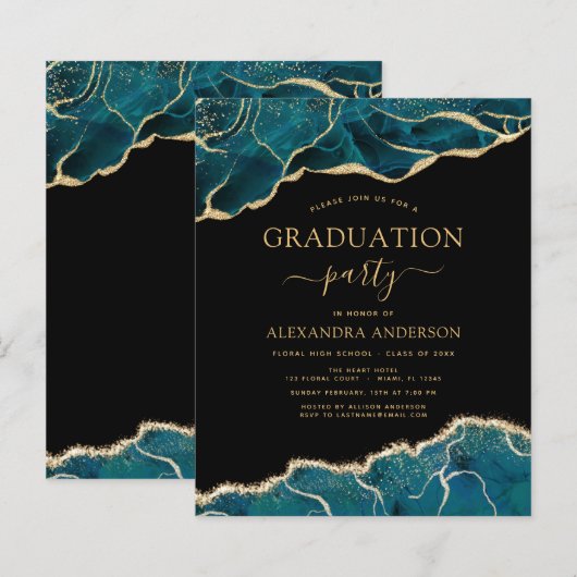 Budget Agate Graduation 2022 Teal Gold Blue (Front/Back)