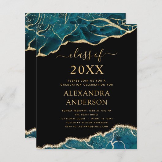 Budget Agate Graduation 2022 Teal Gold Blue (Front/Back)