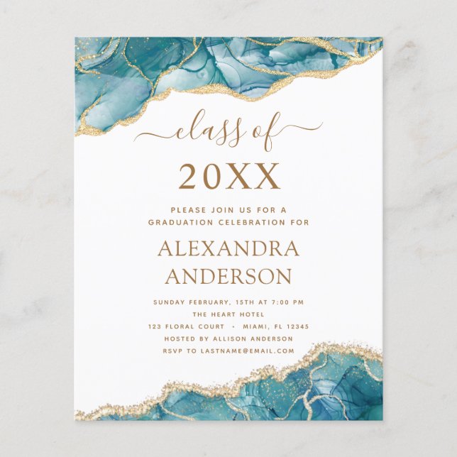 Budget Agate Graduation 2022 Teal Gold Blue Flyer (Front)