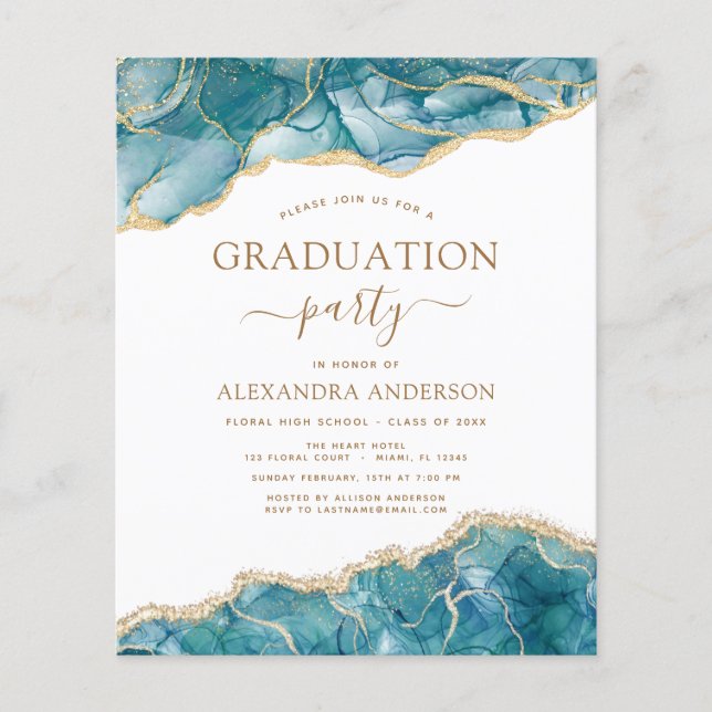 Budget Agate Graduation 2022 Teal Gold Blue Flyer (Front)