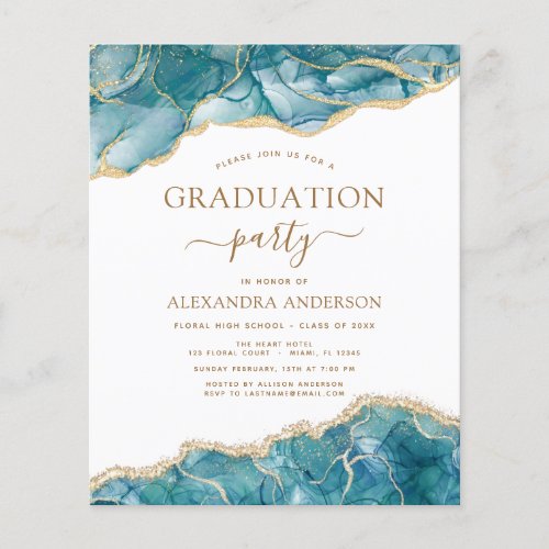 Budget Agate Graduation 2022 Teal Gold Blue Flyer