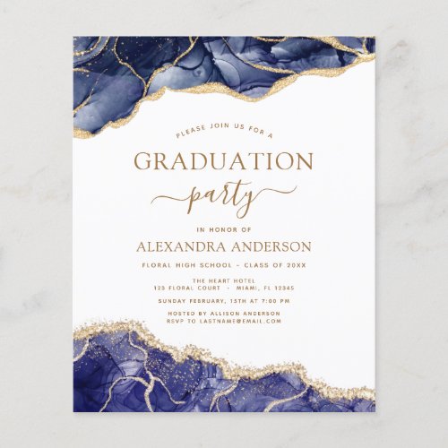 Budget Agate Graduation 2023 Navy Blue Gold Flyer