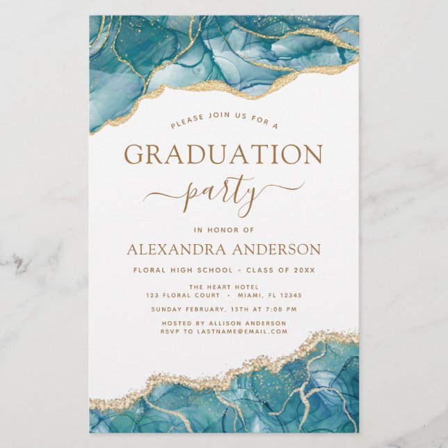 Budget Agate Graduation 2023 Teal Gold Blue (Front)