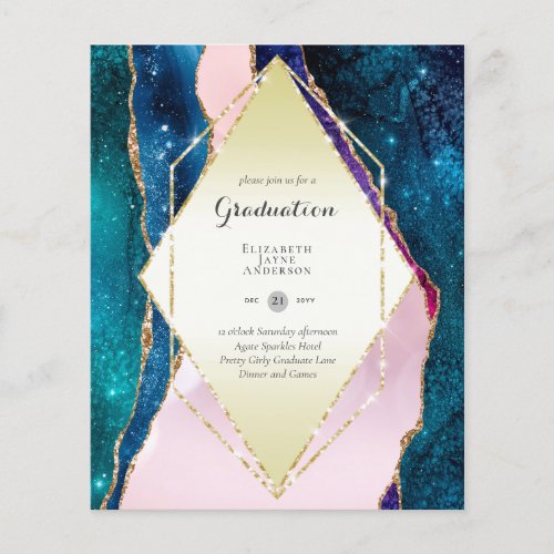 BUDGET Agate GRADUATION Party Invites Glitter Glam Flyer