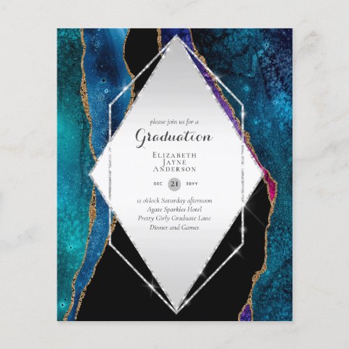 BUDGET Agate GRADUATION Party Invites Glitter Glam Flyer