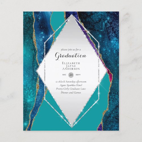 BUDGET Agate GRADUATION Party Invites Glitter Glam Flyer