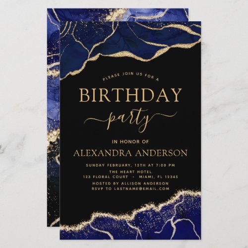 Budget Agate Navy Blue Birthday Party Any Age