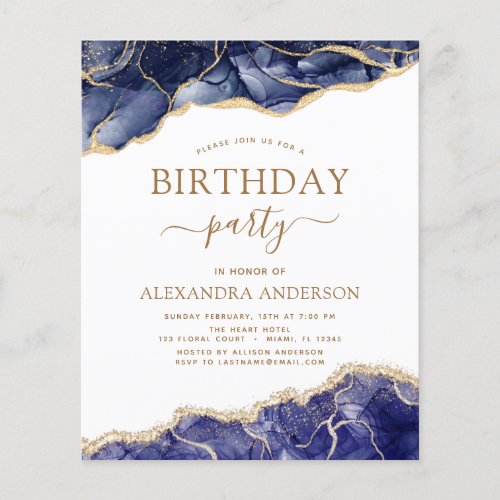 Budget Agate Navy Blue Birthday Party Any Age Flyer