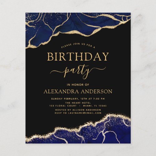 Budget Agate Navy Blue Birthday Party Any Age Flyer