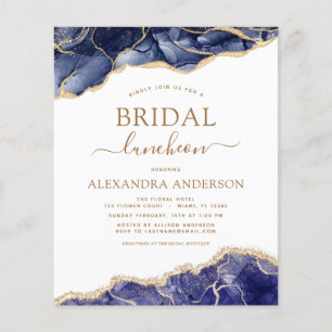 Budget Agate Navy Blue Bridal Shower Luncheon Flyer