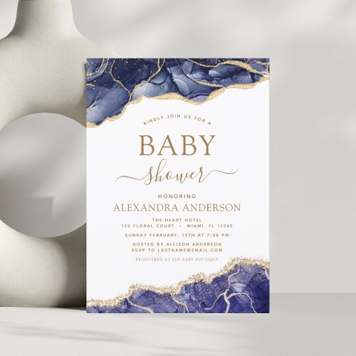 Budget Agate Navy Blue Gold Baby Shower