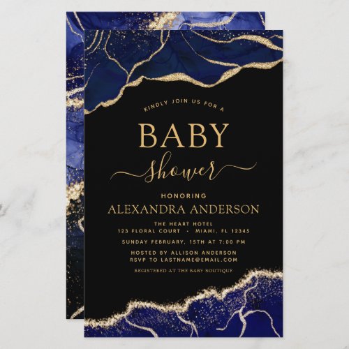 Budget Agate Navy Blue Gold Baby Shower