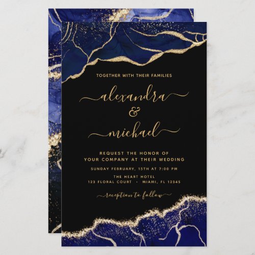 Budget Agate Navy Blue Gold Blue Wedding