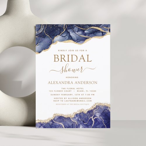 Budget Agate Navy Blue Gold Bridal Shower