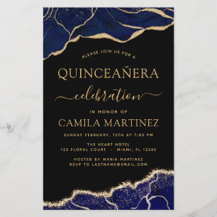 Budget Agate Navy Blue Quinceañera Gold