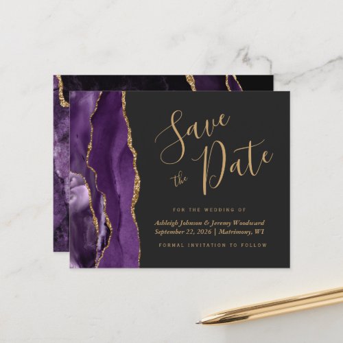 Budget Agate Purple Gold Dark Save the Date