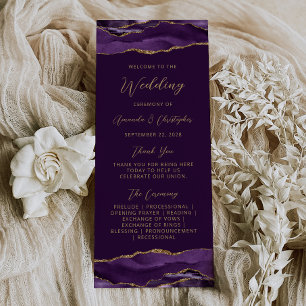 Budget Agate Purple Gold Plum Wedding Program