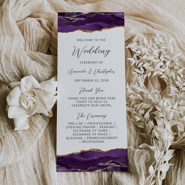 Budget Agate Purple Gold Wedding Program (Creator Uploaded)