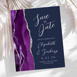 Budget Agate Purple Silver Navy Blue Save the Date
