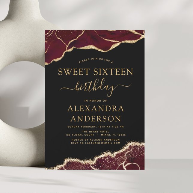 Budget Agate Sweet 16 Birthday Burgundy Gold (Creator Uploaded)