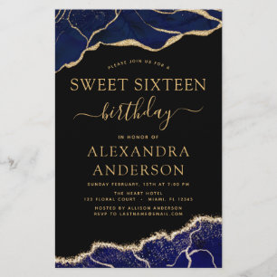 Budget Agate Sweet 16 Navy Blue Gold