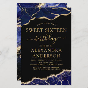 Budget Agate Sweet 16 Navy Blue Gold