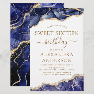 Budget Agate Sweet 16  Navy Blue Gold